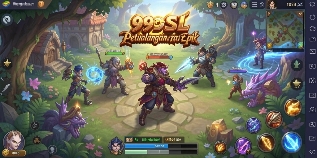 Tampilan gameplay 99SL dengan aksi seru dan karakter unik.