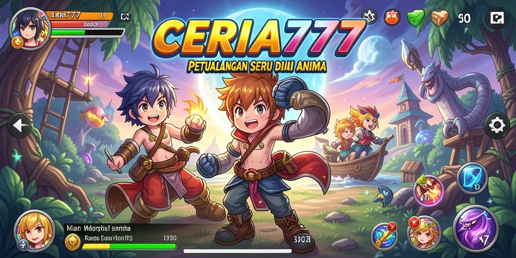 Screenshot CERIA777 menampilkan aksi seru karakter di dunia anime.