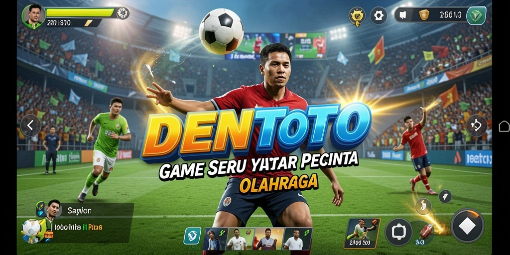 Screenshot DENTOTO menampilkan aksi seru di lapangan olahraga.