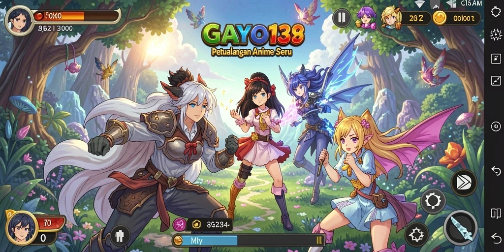 Tampilan utama GAYO138 dengan aksi karakter Anime yang dinamis.