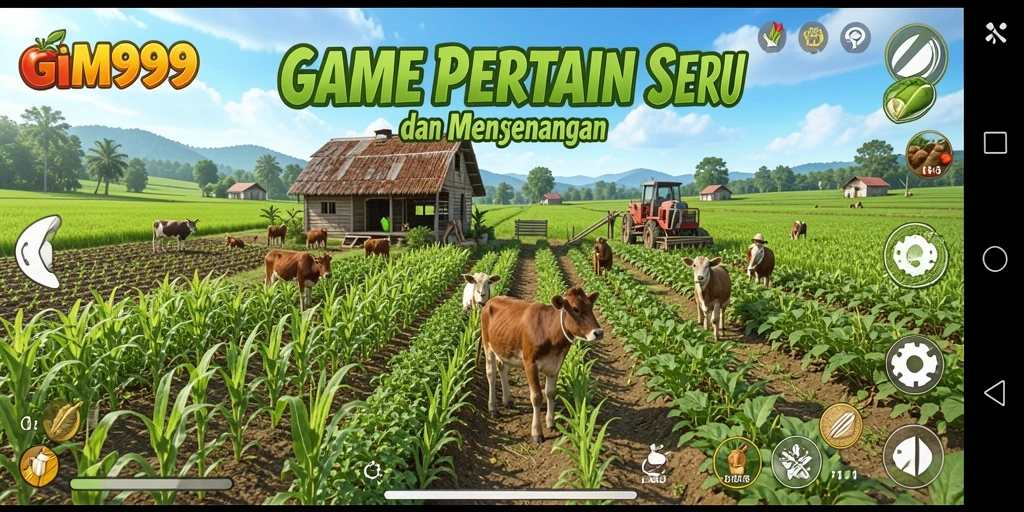 Tampilan gameplay GIM999 dengan aktivitas pertanian yang seru.
