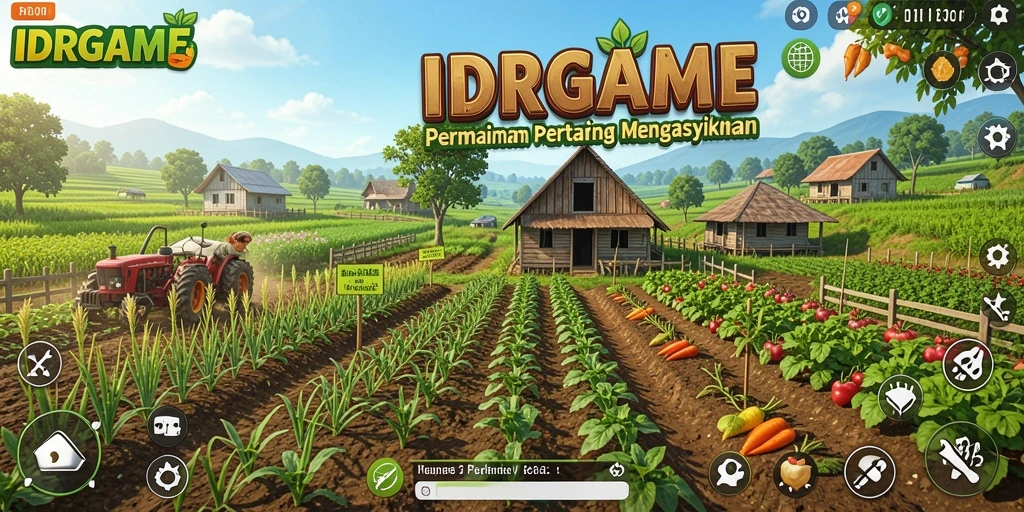 Tangkapan layar utama IDRGAME menampilkan gameplay bertani yang seru.