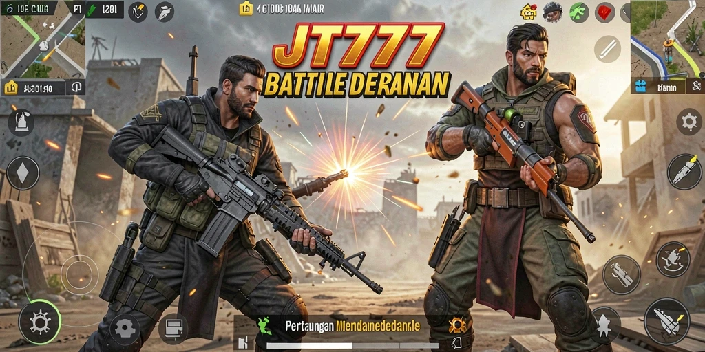 Tangkapan layar menunjukkan aksi intens dalam pertempuran Battle Royale.
