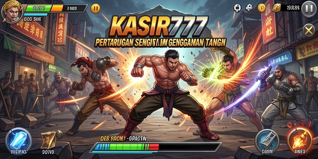 Tampilan gameplay KASIR777 saat bertarung di arena sengit.