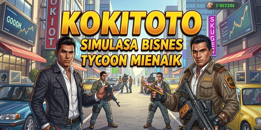 Screenshot gameplay KOKITOTO menunjukkan dinamika manajemen bisnis.