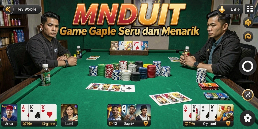 Screenshot utama MNDUIT menampilkan suasana seru permainan Gaple.