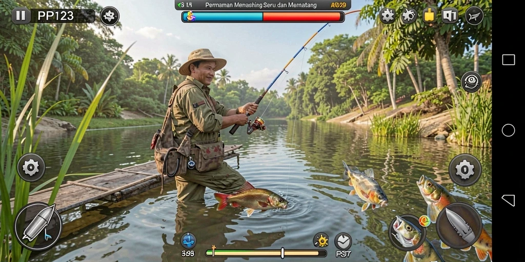 Screenshot gameplay menunjukkan pengalaman memancing yang menarik dan mengasyikkan.