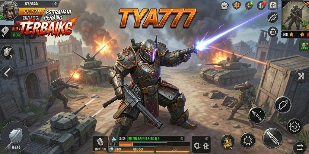 Tampilan gameplay intens TYA777 dengan strategi pertempuran yang mendebarkan.