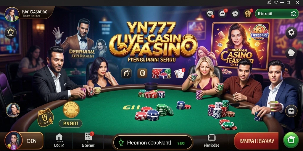 Screenshot gameplay YN777 menampilkan dealer Live Casino yang profesional.